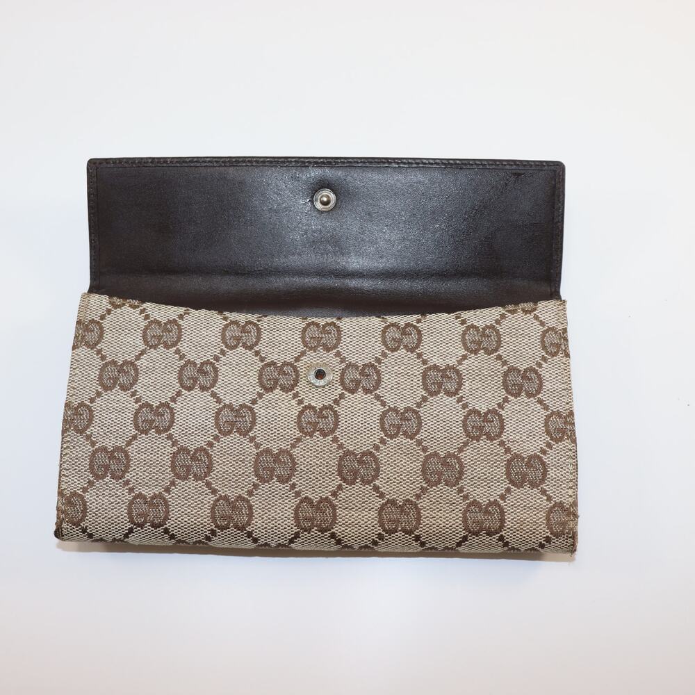 Vintage Gucci GG Canvas & Leather Wallet w/ Lock Accent – Canvas Jackie - Picture 6 of 8
